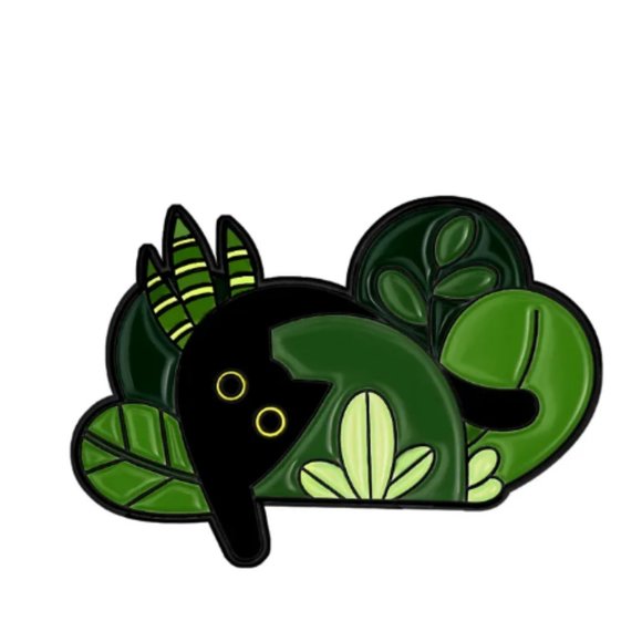 3/10$ NWOT black cat hiding in plants enamel pin - Picture 1 of 1